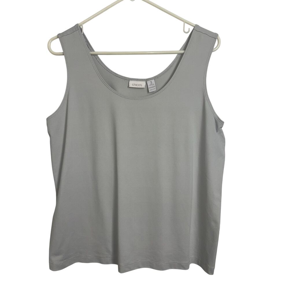 Chico’s Gray Sleeveless Nylon Blend Tank Size 3 XL Layering Minimal Stretch